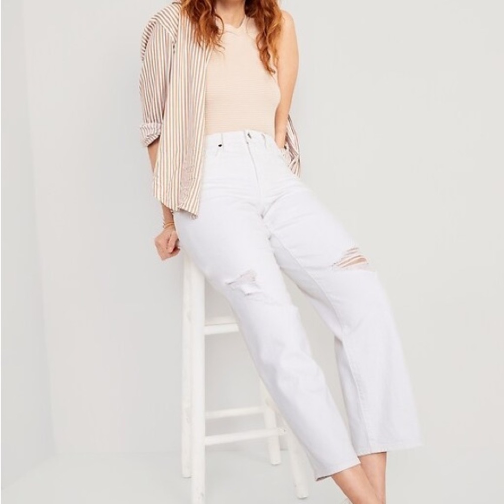 Old Navy White Washed Straight Leg Women's Jeans